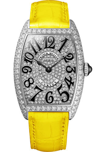 Franck Muller Watches - Cintre Curvex - Quartz - 25 mm Platinum - Dia Case Full Dial - Strap - Style No: 1752 QZ D CD PT Yellow