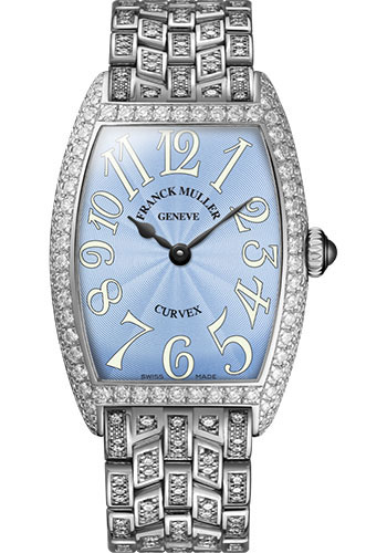 Franck Muller Watches - Cintre Curvex - Quartz - 25 mm White Gold - Dia Case - Full Dia Bracelet - Style No: 1752 QZ D F OG Pastel Blue