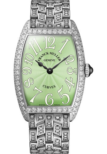 Franck Muller Watches - Cintre Curvex - Quartz - 25 mm White Gold - Dia Case - Full Dia Bracelet - Style No: 1752 QZ D F OG Pastel Green