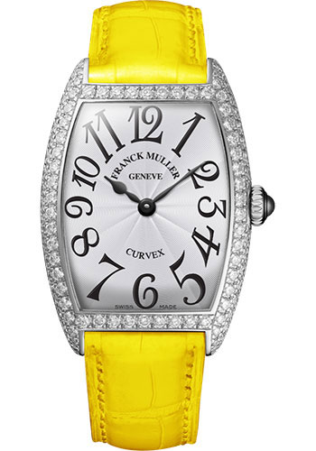 Franck Muller Watches - Cintre Curvex - Quartz - 25 mm White Gold - Dia Case - Strap - Style No: 1752 QZ D OG White Yellow