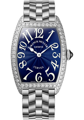 Franck Muller Watches - Cintre Curvex - Quartz - 25 mm Platinum - Dia Case - Bracelet - Style No: 1752 QZ D O PT Blue