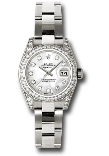 Rolex Watches - Datejust Lady - Gold President White Gold - Dia Bezel - Oyster - Style No: 179159 mdo