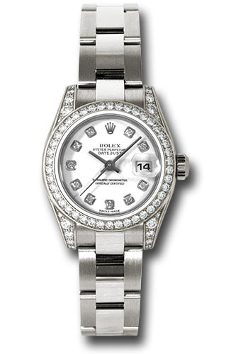 Rolex Watches - Datejust Lady - Gold President White Gold - Dia Bezel - Oyster - Style No: 179159 wdo