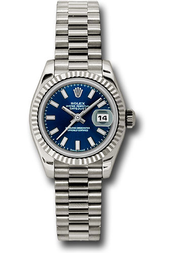 Rolex Watches - Datejust Lady - Gold President White Gold - Fluted Bezel - President - Style No: 179179 bsp