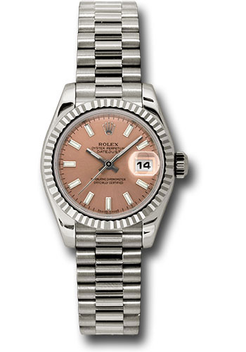 Rolex Watches - Datejust Lady - Gold President White Gold - Fluted Bezel - President - Style No: 179179 psp
