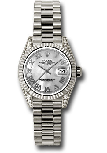 Rolex Watches - Datejust Lady - Gold President White Gold - Fluted Bezel - President - Style No: 179239 mrp