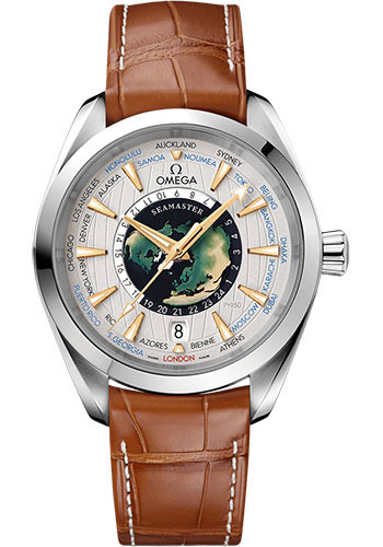 Omega Watches - Seamaster Aqua Terra 150M Co-Axial Master GMT Worldtimer 43 mm - Platinum - Style No: 220.93.43.22.99.001