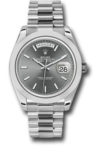 Rolex Watches - Day-Date 40 Platinum - Smooth Bezel - Style No: 228206 slip