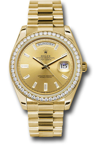 rolex yellow gold president day date 40 diamonds