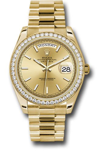 Rolex Watches - Day-Date 40 Yellow Gold - Diamond Bezel - Style No: 228348RBR chip