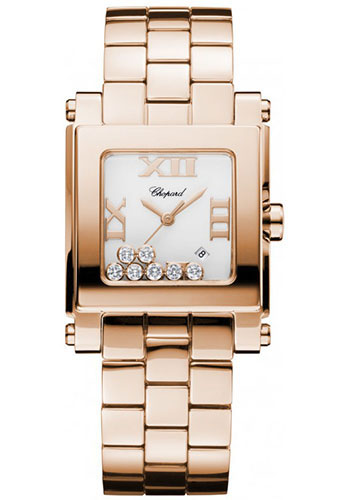 Chopard Watches - Happy Sport Square Medium Rose Gold - Style No: 275322-5001