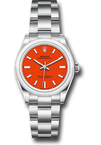 Rolex Oyster Perpetual 31 Watch - Domed Bezel - Coral Red Index Dial -  Oyster Bracelet - 277200 reio