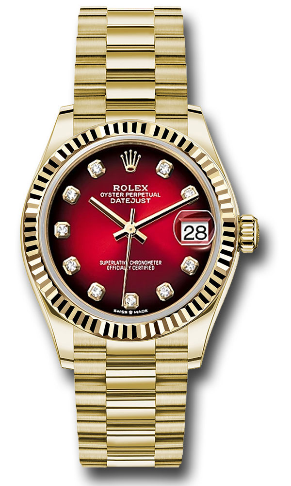 Rolex Watches - Datejust 31 Yellow Gold - Fluted Bezel - President - Style No: 278278 rodp