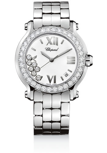 Chopard Watches - Happy Sport Round - 36mm - Steel and White Gold - Style No: 278478-2001