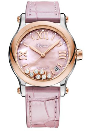 Chopard Watches - Happy Sport Round - 33mm - Steel and Rose Gold - Style No: 278559-6021