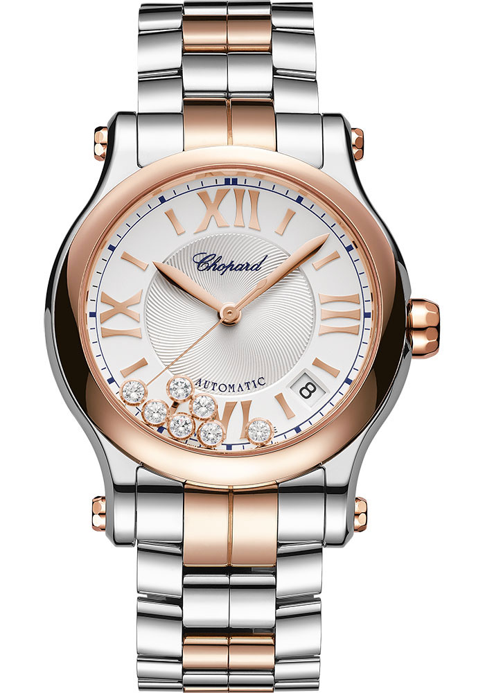 Chopard Watches - Happy Sport Round - 36mm - Steel and Rose Gold - Style No: 278559-6026