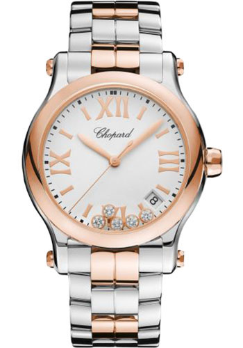 Chopard Watches - Happy Sport Round - 36mm - Steel and Rose Gold - Style No: 278582-6002