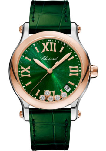 Chopard Watches - Happy Sport Round - 36mm - Steel and Rose Gold - Style No: 278582-6005