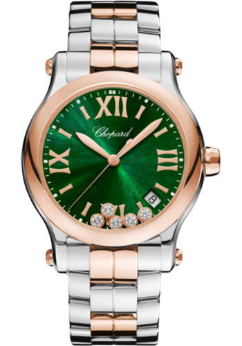 Chopard Watches - Happy Sport Round - 36mm - Steel and Rose Gold - Style No: 278582-6006