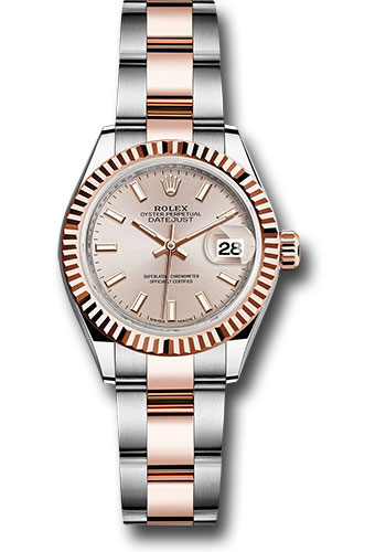 Rolex Watches - Datejust Lady 28 Steel and Everose Gold - Fluted Bezel - Oyster - Style No: 279171 suio