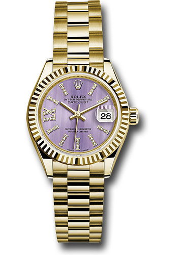 Rolex Watches - Datejust Lady 28 Yellow Gold - Fluted Bezel - President Bracelet - Style No: 279178 lils36dix8dp