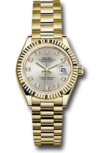 Rolex Watches - Datejust Lady 28 Yellow Gold - Fluted Bezel - President Bracelet - Style No: 279178 sdp