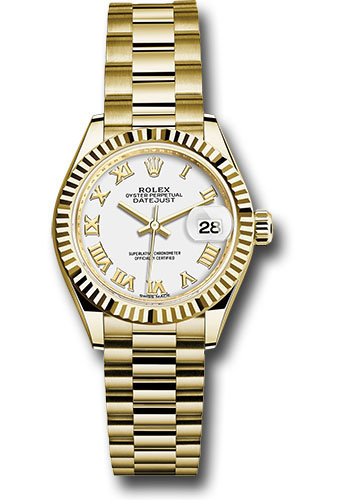 Rolex Watches - Datejust Lady 28 Yellow Gold - Fluted Bezel - President Bracelet - Style No: 279178 wrp