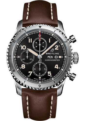 Breitling Watches - Aviator 8 Chronograph 43 Stainless Steel - Leather Strap - Tang Buckle - Style No: A13316101B1X3