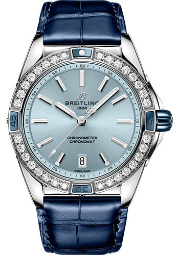 Breitling Watches - Super Chronomat Automatic 38 Stainless Steel - Leather Strap - Folding Buckle - Style No: A17356531C1P1