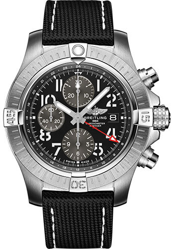 Breitling Watches - Avenger Chronograph GMT 45 Stainless Steel - Leather Strap - Folding Buckle - Style No: A24315101B1X2