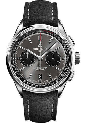 Breitling Watches - Premier B01 Chronograph 42 Stainless Steel - Leather Strap - Tang Buckle - Style No: AB0118221B1X2