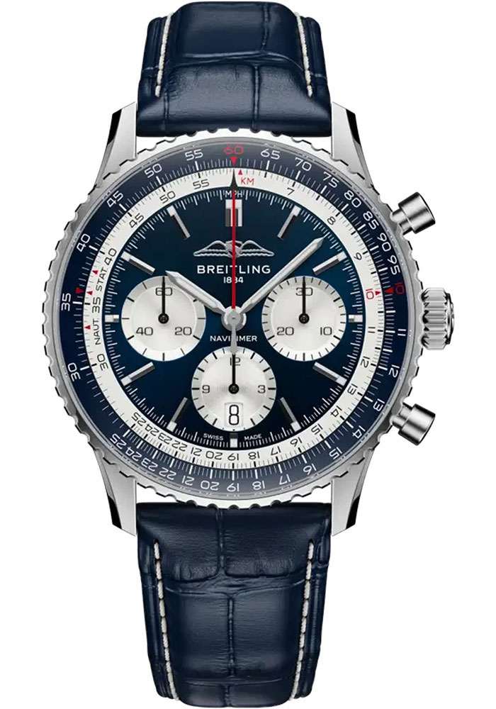 Breitling Watches - Navitimer B01 Chronograph 43mm - Stainless Steel - Leather Strap - Folding Buckle - Style No: AB01389C1C1P1