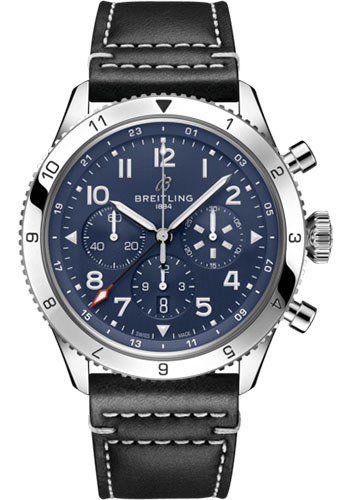 Breitling Watches - Super AVI B04 Chronograph GMT 46 Stainless Steel - Leather Strap - Style No: AB04451A1C1X1