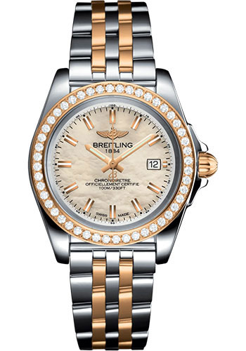 Breitling Watches - Galactic 32 Sleek Steel and Gold - Diamond Bezel - Sahara Strap - Tang - Style No: C71330531A1C1