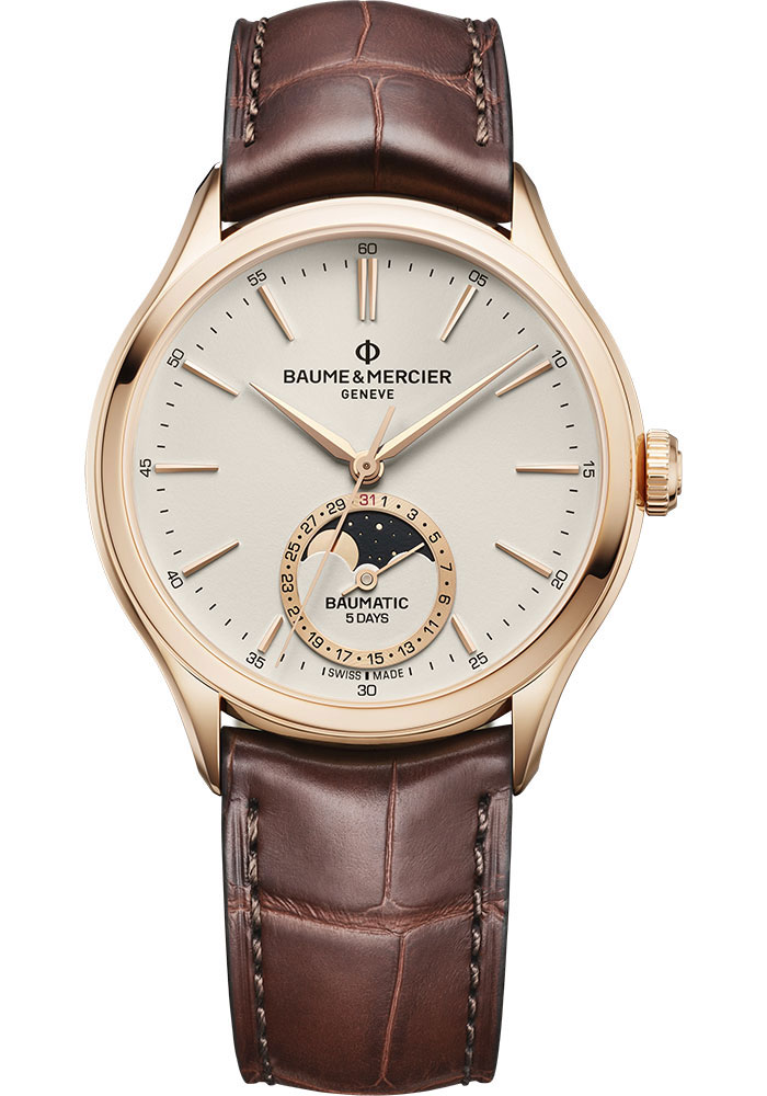 Baume & Mercier Watches - Clifton 39mm - Automatic Moon Phase Date - Pink Gold - Style No: M0A10736