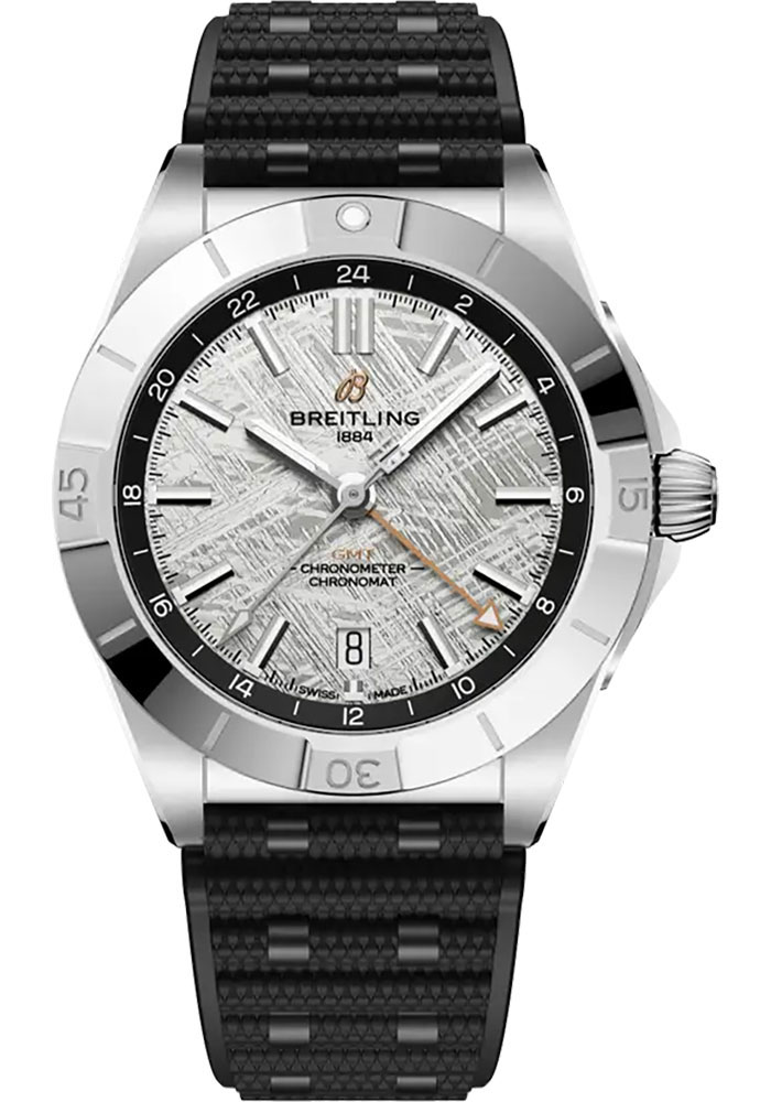 Breitling Watches - Chronomat Automatic GMT 40 Steel and Platinum - Rubber Strap - Folding Buckle - Style No: P323982A1F1S1
