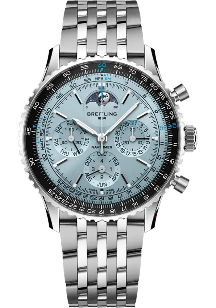 Breitling Watches - Navitimer B19 Chronograph 43 Perpetual Calendar Steel and Platinum - Metal Bracelet - Style No: PB1920251C1A1