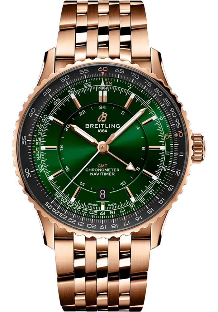 Breitling Watches - Navitimer Automatic GMT Small Scale Traceable Red Gold - Metal Bracelet - Style No: R32310251L1R1