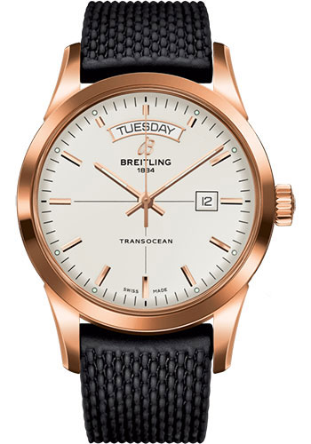 Breitling Watches - Transocean Day and Date Red Gold - Rubber Aero Classic Strap - Deployant - Style No: R4531012/G752/279S/R20D.3