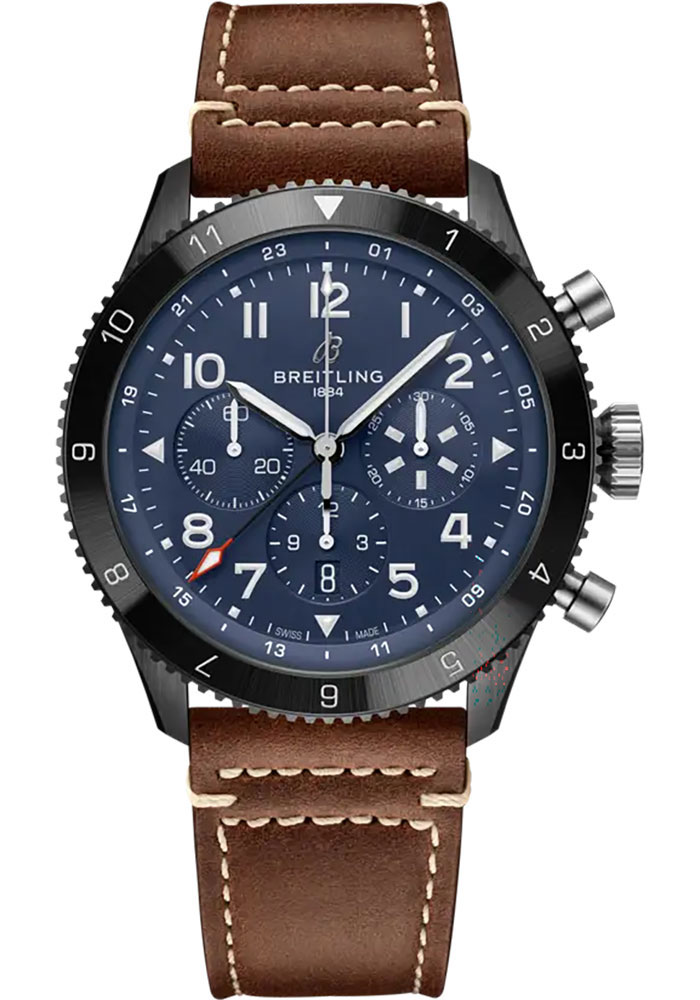 Breitling Watches - Classic AVI Super AVI B04 Chronograph GMT 46 Ceramic - Leather Strap - Folding Buckle - Style No: SB04452A1C1X2