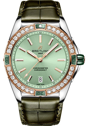 Breitling Watches - Super Chronomat Automatic 38 Steel and Red Gold - Leather Strap - Folding Buckle - Style No: U17356531L1P1