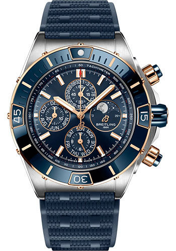 Breitling Watches - Super Chronomat 44 Steel and Red Gold - Rubber Strap - Folding Buckle - Style No: U19320161C1S1