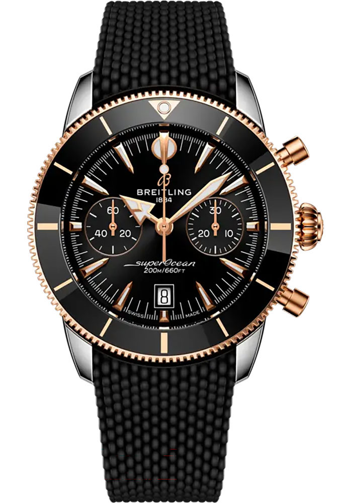 Breitling Watches - Superocean Heritage B01 Chronograph 42 Steel and Red Gold - Rubber Strap - Folding Buckle - Style No: UB0156H11B1S1
