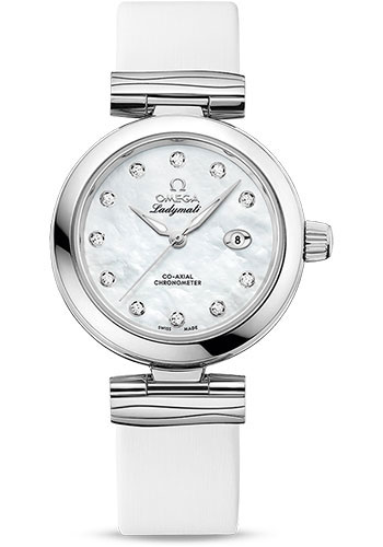 Omega Watches - De Ville Ladymatic 34 mm - Stainless Steel on Leather - Style No: 425.32.34.20.55.002