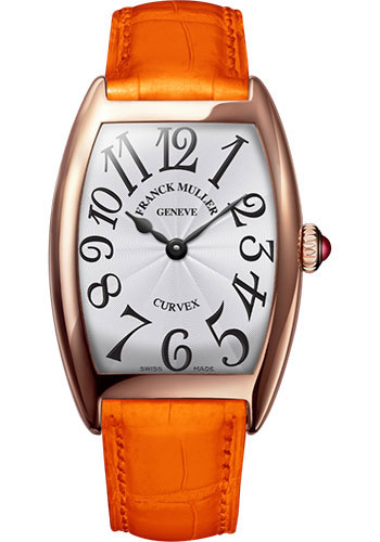 Franck Muller Watches - Cintre Curvex - Quartz - 29 mm Rose Gold - Strap - Style No: 7502 QZ 5N White Orange