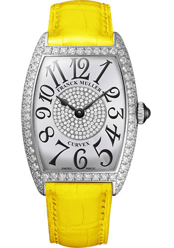 Franck Muller Watches - Cintre Curvex - Quartz - 29 mm Platinum - Dia Case Dial - Strap - Style No: 7502 QZ D 1P PT White Yellow