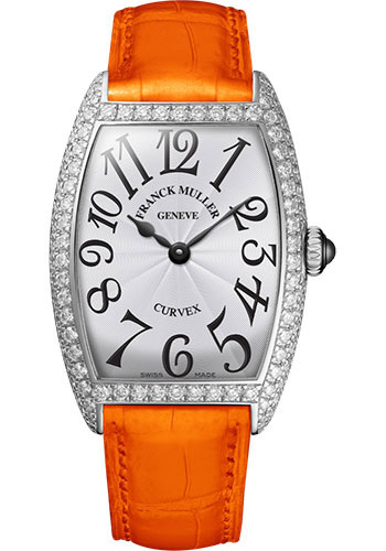 Franck Muller Watches - Cintre Curvex - Quartz - 29 mm White Gold - Dia Case - Strap - Style No: 7502 QZ D OG White Orange