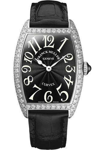 Franck Muller Watches - Cintre Curvex - Quartz - 29 mm Platinum - Dia Case - Strap - Style No: 7502 QZ D PT Black