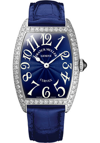 Franck Muller Watches - Cintre Curvex - Quartz - 29 mm Platinum - Dia Case - Strap - Style No: 7502 QZ D PT Blue