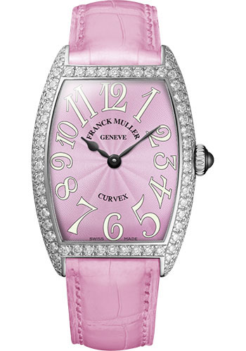 Franck Muller Watches - Cintre Curvex - Quartz - 29 mm Platinum - Dia Case - Strap - Style No: 7502 QZ D PT Pink